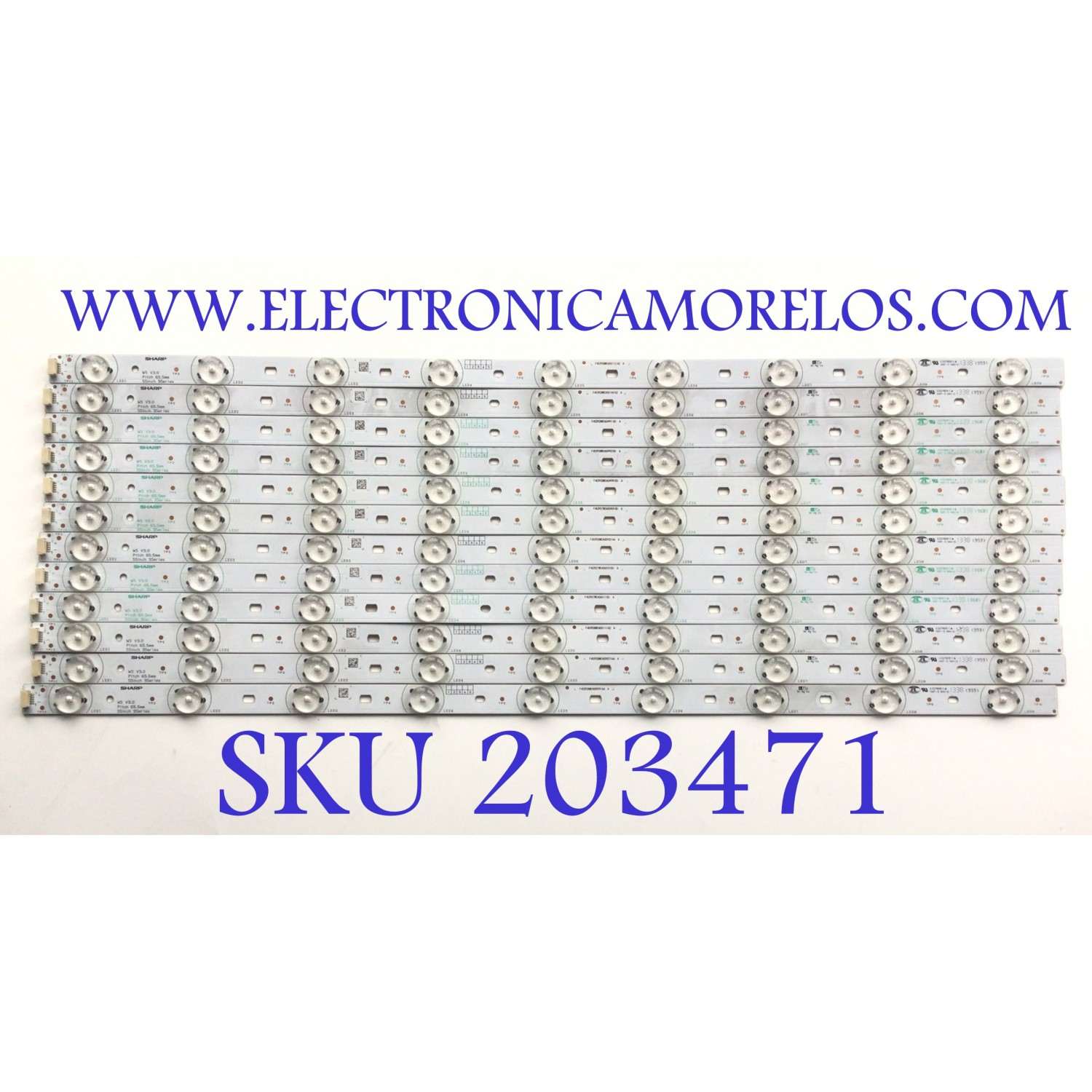 KIT DE LED'S PARA TV RCA (12 PIEZAS) / NUMERO DE PARTE F403928WCA / HXF-S 94V-0 1338 (960) / HXF-S 94V-0 1338 (959) / WS V3.0 Pitch 65.5mm 55inch 9Series / PANEL T550HN02.1 B-12V / MODELO LED55R120Q 3515-LED55C55-A109587